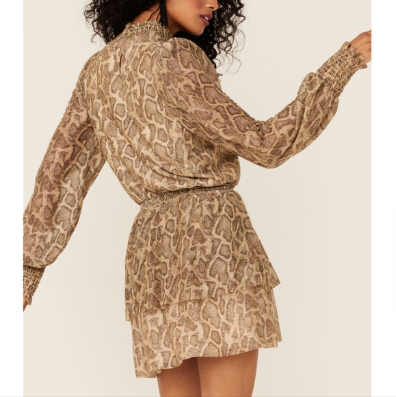 Show Me Your MuMu Russo Ruffle Metallic Python Smocked Dress - Picture 6 of 11